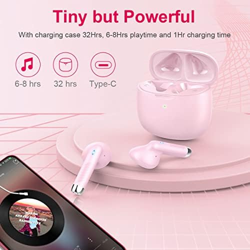 Discover the Ultimate Pink Bluetooth 5.4 Earbuds – Premium Noise Cancellation, IP7 Waterproof Design for Active Lifestyles, Up to 32 Hours Playtime, Perfect for Fitness Buffs and Frequent Travelers, Effortlessly Syncs with Android & i OS Devices