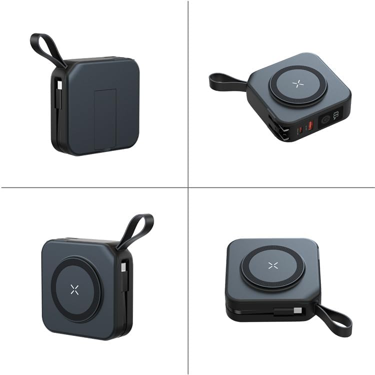 Ultimate Travel Charger and Power Bank – Wireless Charging with 3 Global Adaptors, Built-In Cables, and Integrated Phone Holder for Seamless On-the-Go Power Solutions (White) – Ideal for Frequent Travelers and Busy Professionals