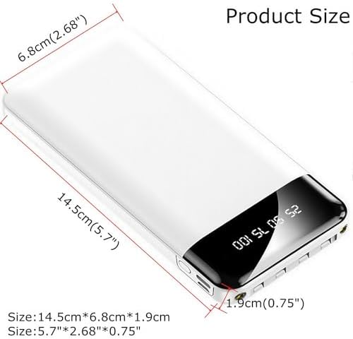 LUITON Ultra-Slim 10000 m Ah Portable Charger with Built-In USB-C Cable – Fast Charging Power Bank for Seamless Device Connectivity (White) – Perfect for Travel and Daily Use