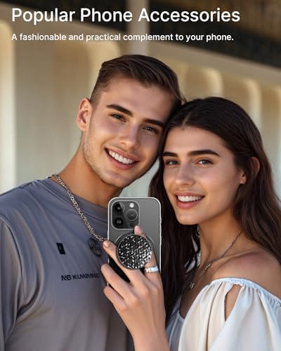 Glamour Pearl Magnetic Phone Grip Holder with Adjustable Kickstand – Ultimate Versatile Smartphone Accessory for i Phone, Android & Kindle – Secure Hands-Free Viewing & Stylish Design – Includes Magnetic Adapter for Effortless Compatibility and Enhanced Usability