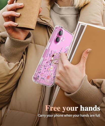 GVIEWIN Stylish Marble Phone Ring Holder with 360° Rotation for Ultimate Grip and Kickstand Functionality – Compatible with i Phone 16 Pro Max, 15 Plus, 14, 13, 12 Series & Galaxy S25/S24 Ultra – Elegant Flowing Sakura Design for Enhanced Safety and Usability