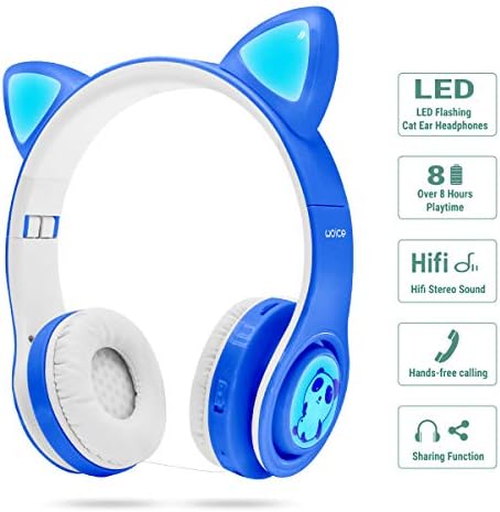 Vibrant Purple Wireless Bluetooth Headphones for Kids with LED Lights – Safe 85 d B Volume Control, Music Sharing Fun, and Long Battery Life – Perfect Over-Ear Headphones for Boys and Girls to Enjoy Music and Learning on the Go