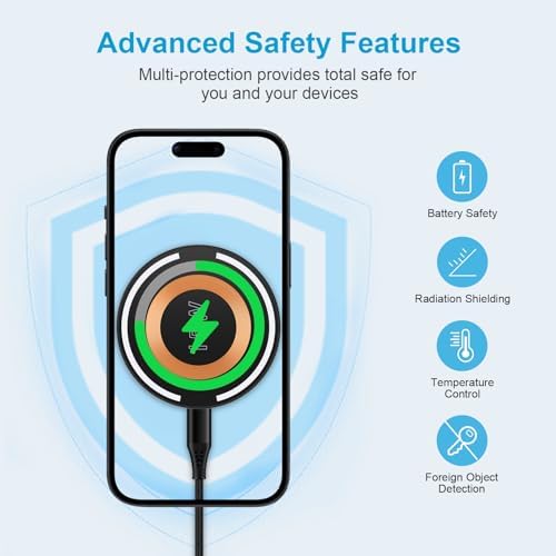 Samsung S25 Ultra Magnetic Wireless Charger – 15 W Fast Charging Pad with PD 3.0 Adapter for i Phone 16/15 Pro Max, Galaxy S25/S24/S23, and Pixel 9/8 Pro – Ultimate Compatibility & Superior Speed for Home & Office Use