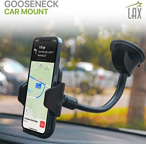 LAX Gadgets Premium Cup Holder Phone Mount – Universal Fit for i Phone 13 & Samsung Galaxy S20 – Hands-Free Driving Accessory with 360-Degree Rotation for GPS & Smartphones – Durable & Easy to Install Solution for Secure Vehicle Connectivity