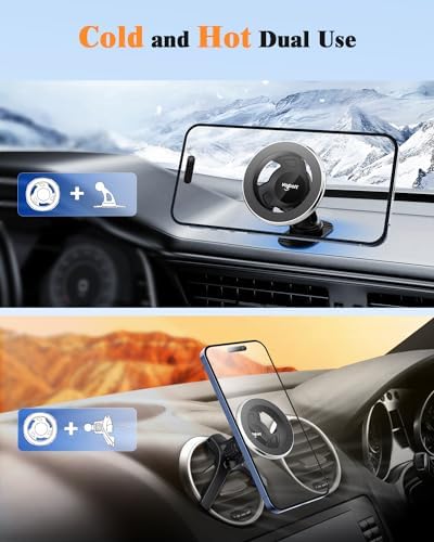 VOLPORT Mag Safe Car Mount: Premium Magnetic Phone Holder for Dashboard & Air Vent – 360-Degree Pivot for i Phone 16/15/14/13/12 Pro Max Plus & Samsung S24 Ultra – Enhanced Stability & Fast Charging Compatibility – Ultimate Automotive Solution for Effortless Hands-Free Navigation