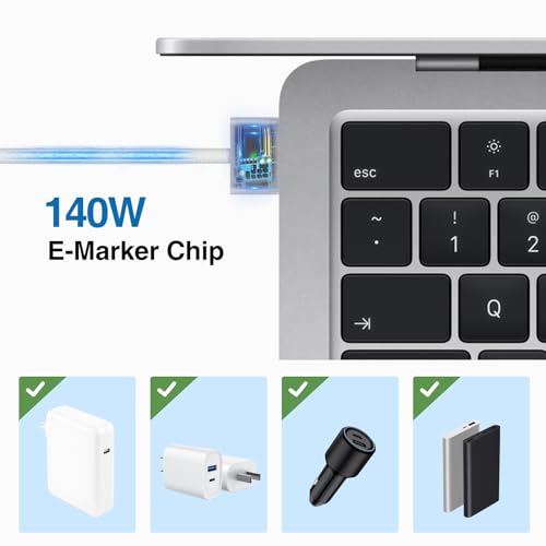 Elevate Your Mac Book Charging with the 6.6 ft USB-C to Magnetic 3 Cable – 140 W Power Delivery for Swift, Secure Connections – Durable Design for Everyday Use & Effortless Detachment for Mac Book Pro/Air (2021-2024)