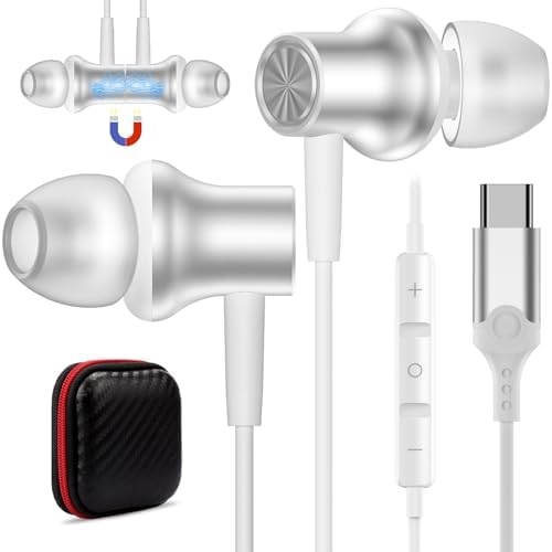 COOYA High-Fidelity USB-C Wired Earbuds – Immersive Noise-Isolating Type C Headphones for i Phone 16, i Pad Pro, Samsung S25 Ultra & More | Tangle-Free Magnetic In-Ear Design for Superior Sound Quality and Convenient Calls | Durable and Comfortable Earphones for Daily Use