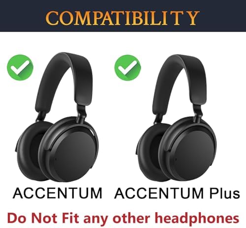 Upgrade Your Sennheiser Accentum & Accentum Plus with SOULWIT Premium Earpads – Luxurious Soft Protein Leather & High-Density Foam for Unmatched Comfort and Superior Noise Isolation – Sleek Black Replacement Ear Cushions for Wireless Headphones – Effortless Installation for Enhanced Sound Quality