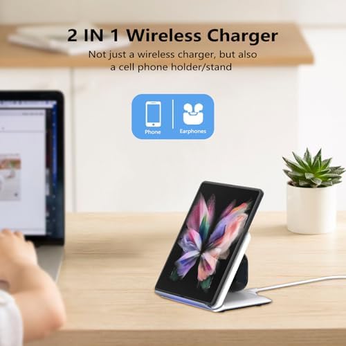 2-in-1 Fast Wireless Charging Station for Samsung Galaxy Z-Fold & Galaxy Buds – 20 W Adapter Included – Sleek Design with 3-Coil Technology for Optimal Efficiency and Enhanced Compatibility