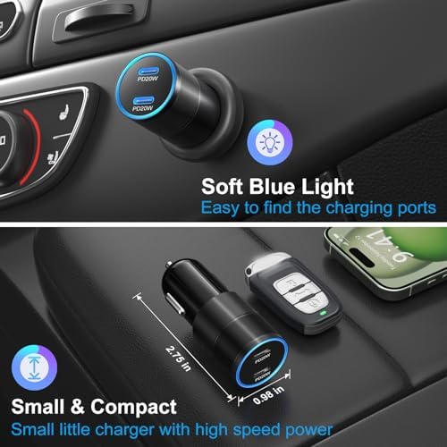 Power Up Anywhere: Bangfun 40 W Dual Port USB C Car Charger – 5 Pack – PD 3.0 Rapid Charging Adapter for i Phone 15/14/13/12 Pro Max & Samsung S24/S23 – Compact Cigarette Lighter Charger for On-the-Go Convenience – Enhanced Dual Device Compatibility and Safety Features