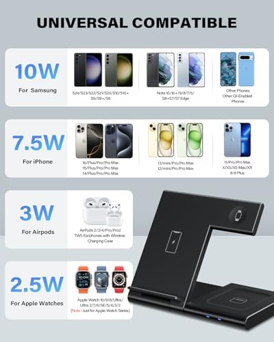 Revolutionize Your Charging Experience with the Ultimate 3-in-1 Foldable Wireless Charger for i Phone, Apple Watch & Air Pods – Fast, Portable Power Solution for i Phone 16, 15, 14, 13 Pro Max Plus, Apple Watch Series 10-2 & Air Pods Pro 4, 3, 2 – Streamline Your Tech Life Today!