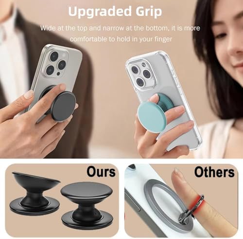 Magnetic Mag Safe Phone Grip Holder – Ergonomic Collapsible Stand for i Phone 12-16 Series, Transparent White Finish for Enhanced Style and Functionality, Secure Grip for Texting and Hands-Free Viewing, Lightweight and Portable Mobile Accessory