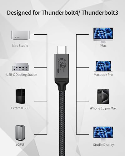 Silkland USB4 Thunderbolt 4 Cable – Ultra-Fast 40 Gbps Data Transfer, 240 W Rapid Charging, 8 K@60 Hz Video Output, 1 FT Compact Design – Perfect for i Phone 16, Mac Book, e GPU, and More – Unmatched Performance for Modern Connectivity
