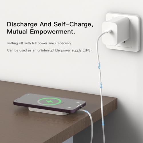 Magnetic Wireless Portable Power Bank – 5000 m Ah Dual USB-C Charger with 18 W Speed & Visually Impaired Friendly Beeper – Ultimate Compatibility for i Phone 15/14/13/12/Pro/Max – Stay Charged Anywhere, Anytime!