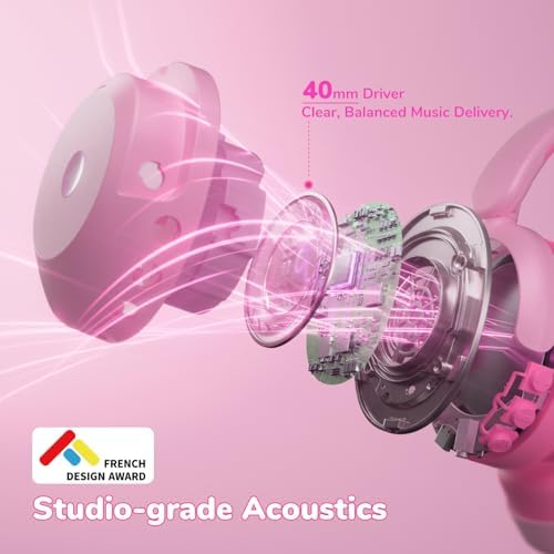 Premium i Clever BTH20 Kids’ Bluetooth 5.4 Headphones with Advanced Active Noise Cancellation – Up to 60 Hours of Playtime, Fast Type-C Charging, and Safe 80 d B Volume Limit – Ideal for Air Travel, Learning, and Entertainment – Award-Winning Kid-Friendly Design in Vibrant Blue for Young Audiophiles