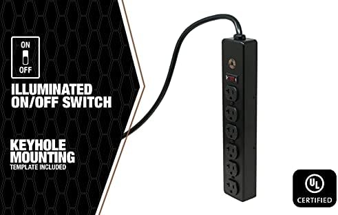 Heavy-Duty Magnetic Power Strip with 5 Outlets and 2.4 A USB – 8-Foot Cord for Ultimate Flexibility and Fast Charging, Ideal for Home and Jobsite Use