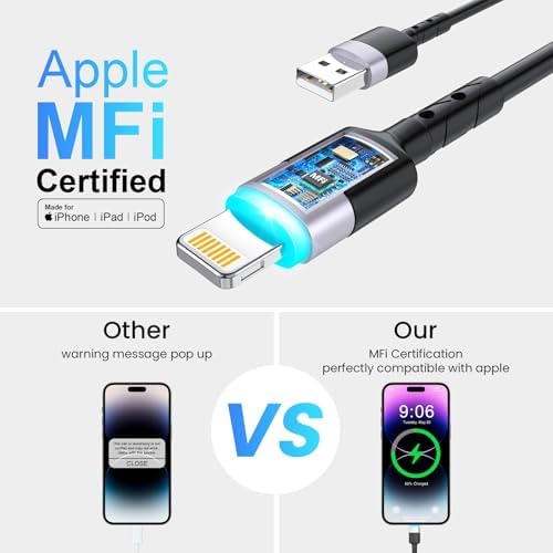 Opluz Coiled Lightning Cable 2 Pack – 3 FT MFi Certified i Phone Charger for Fast Charging in Cars, Ideal Short USB to Lightning Cable for Seamless Car Play Experience, Stylish Black Design for Enhanced Interior Compatibility and Clutter-Free Convenience