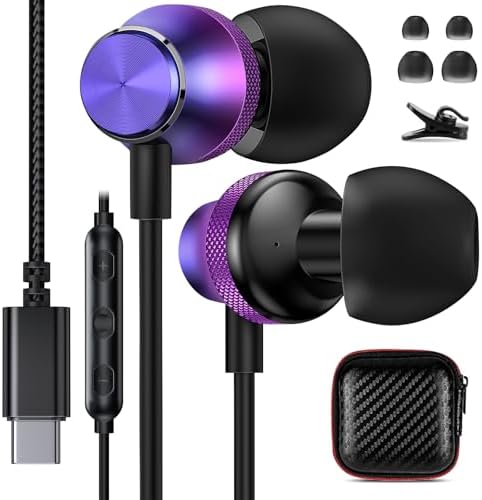 COOYA USB C Wired Earbuds for i Phone 16 Plus & Samsung S25 Ultra – Hi-Fi Stereo In-Ear Headphones with Mic, Lightweight & Durable Design for Crystal-Clear Sound and Enhanced Device Compatibility – Ideal for Travel and Everyday Use