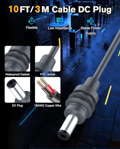 10 FT Heavy-Duty Starlink Mini DC Power Cable for Vehicles – Waterproof 12 V-24 V Charger with High-Speed 18 AWG Adapter for Uninterrupted Outdoor Connectivity and Adventure Ready Performance