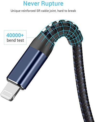 MFi Certified 16 ft Lightning Cable – 2 Pack Extra Long i Phone Charger for Ultimate Charging Flexibility, Fast Data Transfer, Durable Braided Design, Compatible with i Phone 12/11/11 Pro/11 Max/X/XS/XR/XS Max/8/7/6/5 S/SE and i Pad Mini/Air – Enhanced Performance in Blue