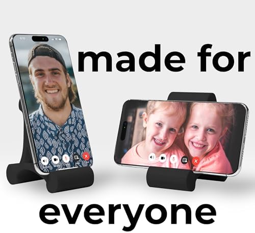Skalene Phone Stand – 100% Silicone Rubber, Adjustable Phone Holder, Prop, Rest – Desk, Office, Home, Kitchen Accessory (Stealth Black) – Enhanced Compatibility and Speed