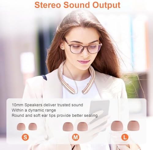 Premium Bluetooth 5.0 Neckband Earbuds – Advanced Noise-Cancellation and Sweat-Resistant Design for Unmatched Sound Quality – Ergonomic Retractable Ear Tips for On-the-Go Professionals and Music Aficionados – Sleek Black Finish for Stylish Audio Experience