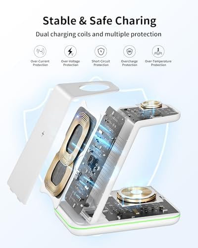 Revolutionize Your Charging Routine with the Joy Geek 3-in-1 Wireless Charger Station for Samsung Devices – Fast Charging Dock for Galaxy Watch7 Pro/4/3/Active2/1, S24/S23 Ultra/S22/S21/S20/Note 20, Z Fold & Flip, and Buds 3 Pro – Enhanced Compatibility, Sleek Design, and Built-in Safety Features for Efficient Power Management