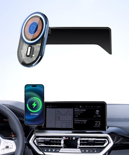 Wireless Charging car Phone Holder for BMW X3 2018-2021/BMW X4 2019-2021 Accessories 10.25/10.3-inch Screen Fixed Clip,360° Rotation car Phone Mount Compatible with MagSafe – Enhanced Compatibility and Speed
