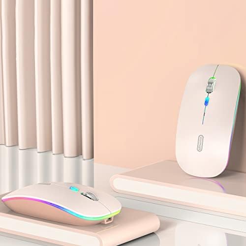 Uiosmuph G12 Slim Rechargeable LED Wireless Silent Mouse – Ultra-Portable USB Optical Computer Accessory with Type C Adapter for Seamless Compatibility and Noise-Free Operation in Blackish Green