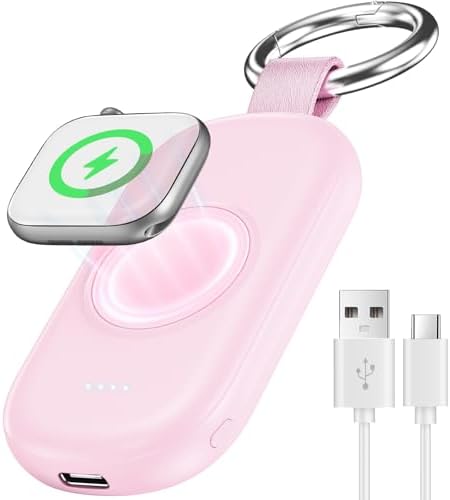 Magnetic Wireless Charger for Apple Watch – Ultra-Compact 1200 m Ah Keychain Power Bank for All Series Including 10/9/8/7/6/SE/5/4/3/2/1/UItra/UItra 2 – Fast Charging Solution for Active Lifestyles and Travel Convenience