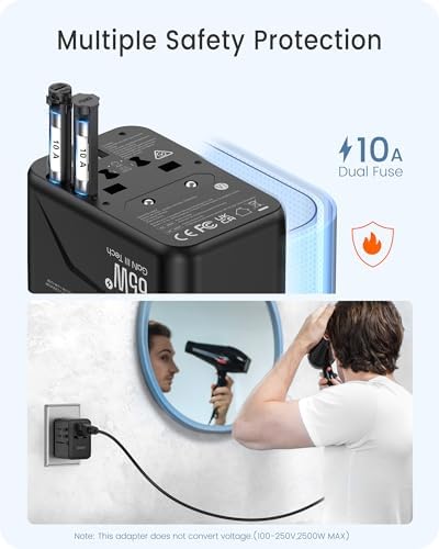LENCENT 20 W Fast Charging Universal Travel Adapter – Compact International Power Converter with Dual USB and USB Type-C Ports – Ultimate Solution for Worldwide Device Charging in USA, UK, EU, and AUS (Black) – Reliable and Safe Charging for Global Explorers