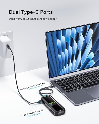 Elevate Your Storage Game with the Dockcase Visual Smart NVMe SSD Enclosure – High-Speed USB 3.2 Type-C with Black Silicone Case, Enhanced Data Protection, Compatible with M-Key & B+M Key NVMe PCIe SSDs, Supports 10 s PLP for Superior Data Integrity and UASP for Optimal Performance