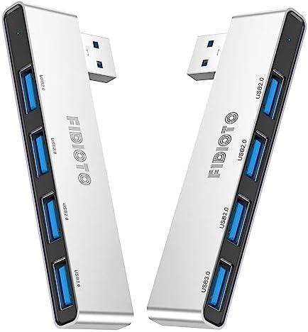 Enhance Your Digital Workspace with Fidioto USB Hub 2 Pack – Versatile 4-Port Adapter for Laptops & Macs, Featuring 1 Ultra-Fast USB 3.0 Port and 3 USB 2.0 Ports for Effortless Device Connectivity and Data Transfer, Ideal for Busy Professionals and Students on the Move