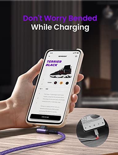 AINOPE Right Angle USB C Cable – 2-Pack (10 ft + 10 ft) Fast Charging 3.1 A Nylon Braided Charger for Enhanced Device Compatibility, Ideal for Gaming and Multitasking, Durable Black Design