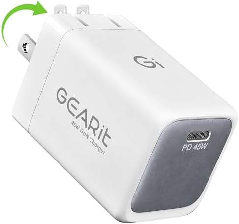 Compact 45 W Ga N USB-C Fast Charger by GEARit – Sleek Power Adapter for i Phone & Samsung Devices | Travel-Ready, Space-Saving Design for Effortless Charging at Home, Office, or On-the-Go | Universal Type-C Solution with Advanced Safety Features and Rapid Charging Efficiency
