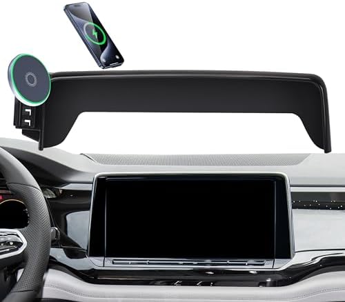 Car Phone Holder for VW Atlas 2024 2025/ VW Altas Cross Sport 2024 2025 Accessories Apply to 12 Inch Touch Screen 15W Fast Wireless Charger Screen Fixed Clip Cell Phone Mount Hands-Free – Enhanced Compatibility and Speed