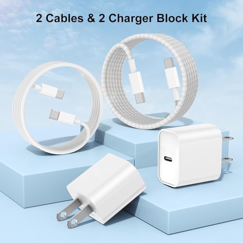 Elevate Your Charging Experience: 20 W USB-C Fast Charging Kit for i Phone 15 & 16 – 2 Pack Wall Adapter with 6 FT Cables – Stylish Pink Design for i Phone 16 Pro Max, 15 Pro Max & i Pad Pro – Enhanced Compatibility & Rapid Power Delivery