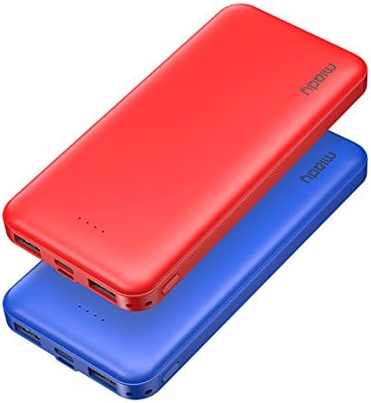 Miady 2-Pack 10000 m Ah Slim Dual USB Portable Power Bank with Type-C Fast Charging – Ultimate Backup Solution for i Phone 16/15/14/13, Galaxy S24/22, i Pad, and Android Devices (Vibrant Red & Blue) – Stay Connected Anywhere!