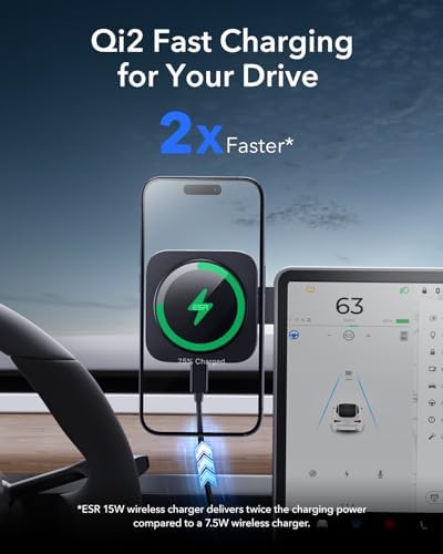 Revolutionize Your Drive with the ESR Qi2 15 W Mag Safe Car Mount Charger – Effortless Fast Wireless Charging for i Phone 12-16 & S25, Secure Magnetic Hold for Dashboard/Windshield, Stylish Black Design, Ultimate Convenience and Enhanced Compatibility