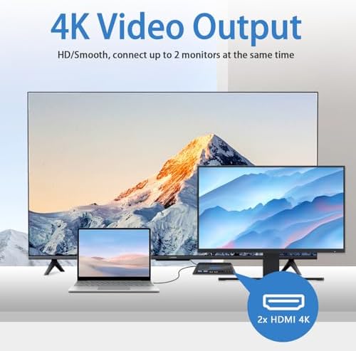 Revolutionize Your Work Setup with the 16-in-1 USB-C Hub Docking Station – Ultimate Connectivity Hub Featuring Dual 4 K HDMI, Rapid USB 3.0 Data Transfer, and Effortless Wireless Charging for Laptops and Tablets!
