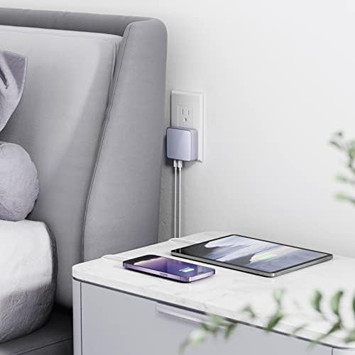 Nekmit 52 W Ultra-Compact 4-Port USB C Fast Charger – Dual 20 W Power Delivery & Dual USB Ports for Rapid Charging of i Phone 13, Galaxy, Pixel, i Pad Pro & More – Sleek Design for Home, Office & Travel Efficiency