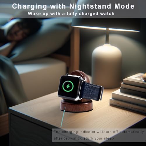 Sleek Wooden Nightstand Organizer with 4-in-1 Wireless Charging Station for i Phone & Android, Fast 27 W Charger for Apple Watch and Air Pods, Stylish Wallet & Key Holder – Perfect Gift for Men and Tech Lovers