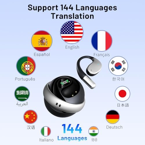 AI-Powered 144-Language Translation Earpiece: Seamless 3-in-1 Bluetooth Earbuds for Instant Communication on i Phone & Android – Perfect for Travel, Business Meetings, and Language Mastery with Enhanced Speed & Compatibility