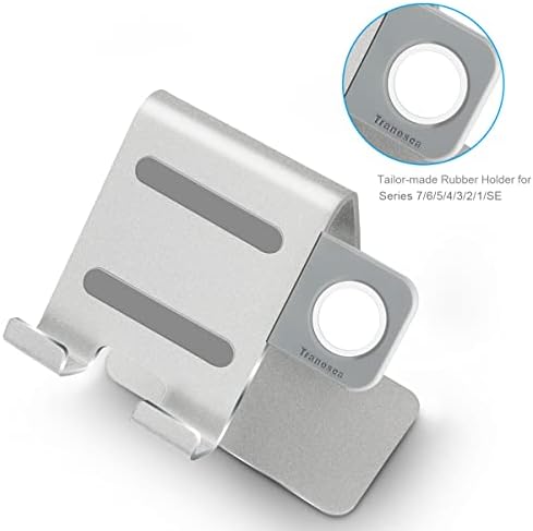 Sleek Dual Charging Station for Apple Watch & i Phone – Universal Compatibility for All Models (38 mm to 49 mm) – Fast-Charging Aluminum Dock in Silver Grey – Elevate Your Charging Experience with Enhanced Speed and Style – Perfect for Home or Office Organization – Tangle-Free Solution for Busy Lifestyles