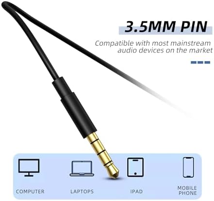 EP-06 Premium Wired Earbuds with Built-in Microphone – Noise-Isolating In-Ear Headphones Featuring HD Bass Audio and Customizable Fit for Smartphones, Laptops, and Computers – 4.9 ft Long Cord with 6 Ear Tips for Ultimate Comfort and Versatility