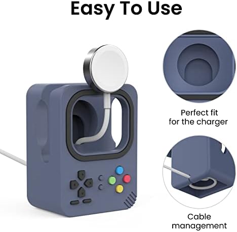Delidigi Silicone Charging Dock for Apple Watch – High-Speed, Secure and Portable Stand for Ultra, SE2, Series 8-1 (49 mm-38 mm) – Stylish Dark Grey Design Ensuring Stability and Effortless Charging Convenience