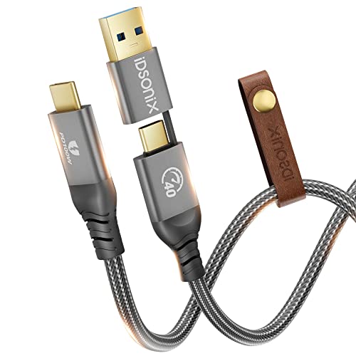 Experience Unmatched Speed and Versatility with i Dsonix Thunderbolt 4 Cable – 1.65 Ft Thick Braided USB-IF Certified Cable for 40 Gbps Data Transfer, 8 K@60 Hz Video Output, and 100 W Fast Charging for Mac Book, i Pad, and More – Optimal Performance for Multi-Device Connectivity and Enhanced Reliability