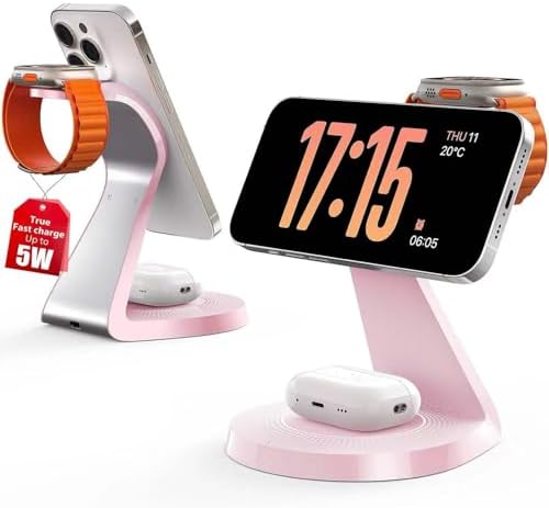 Ultimate 3-in-1 Mag Safe Charging Station for Apple Devices – Fast Wireless Charger for i Phone 16/15/14/13/12, Air Pods & Apple Watch with USB-C Compatibility – Sleek, Space-Saving Design for Home and Office Use