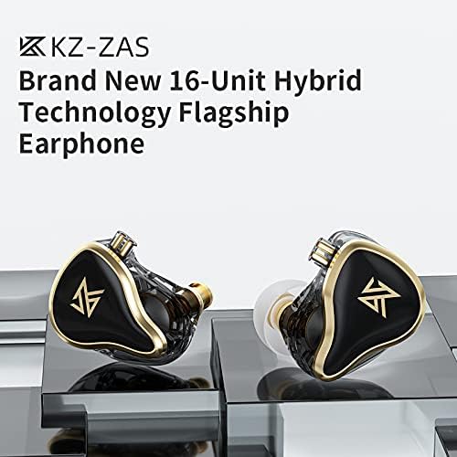 Linsoul KZ ZAS Premium Hybrid IEM Earbuds – Exceptional 7 BA + 1 DD Hi-Fi Bass Headphones for Audiophiles and Gamers – Ergonomic Design, Robust 2-Pin Cable, and Integrated Microphone for Enhanced Communication and Immersive Sound Experience
