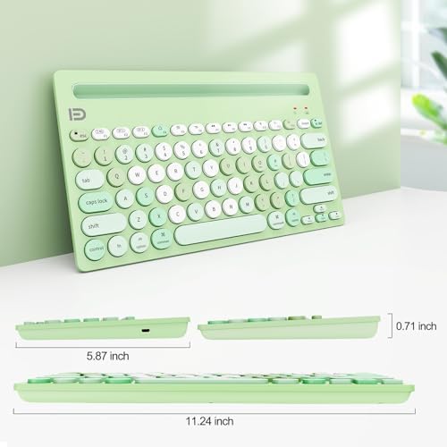 SADES Retro Wireless Bluetooth Keyboard for Mac, i Pad, i Phone, PC & Android – Multi-Device Connectivity & Portable Design with Vintage Round Keycaps – Perfect for Effortless Typing on the Go in Chic Pink